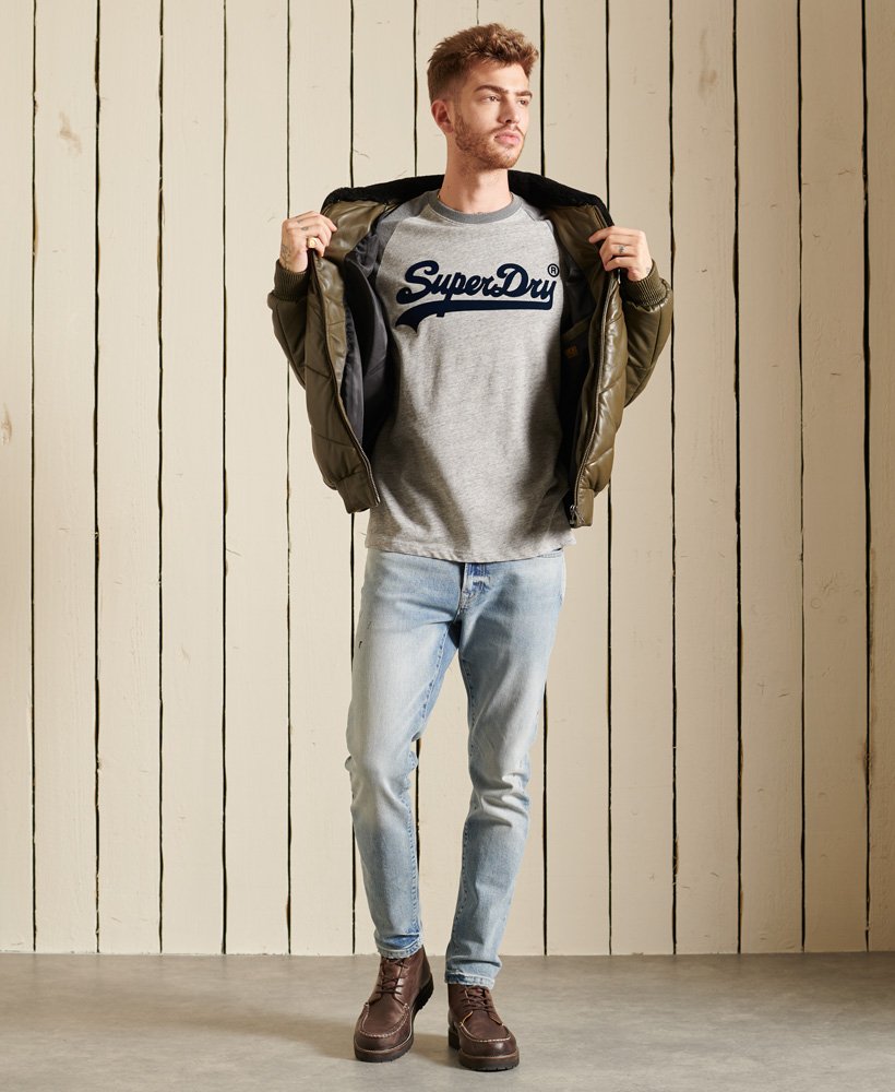 Marl Store Buy Fashion Grey Vintage Long Sleeved Logo - Athletic Raglan Scandinavian Top Superdry