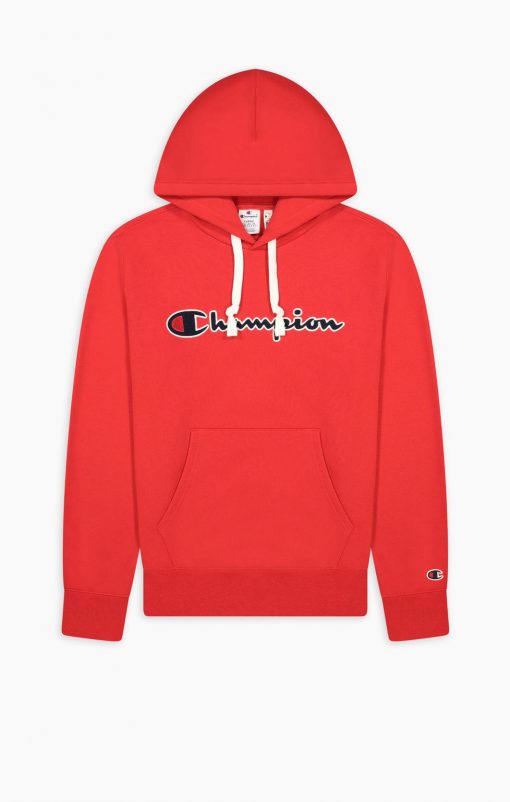 Buy Champion Script Logo Hoodie Red - Scandinavian Fashion Store