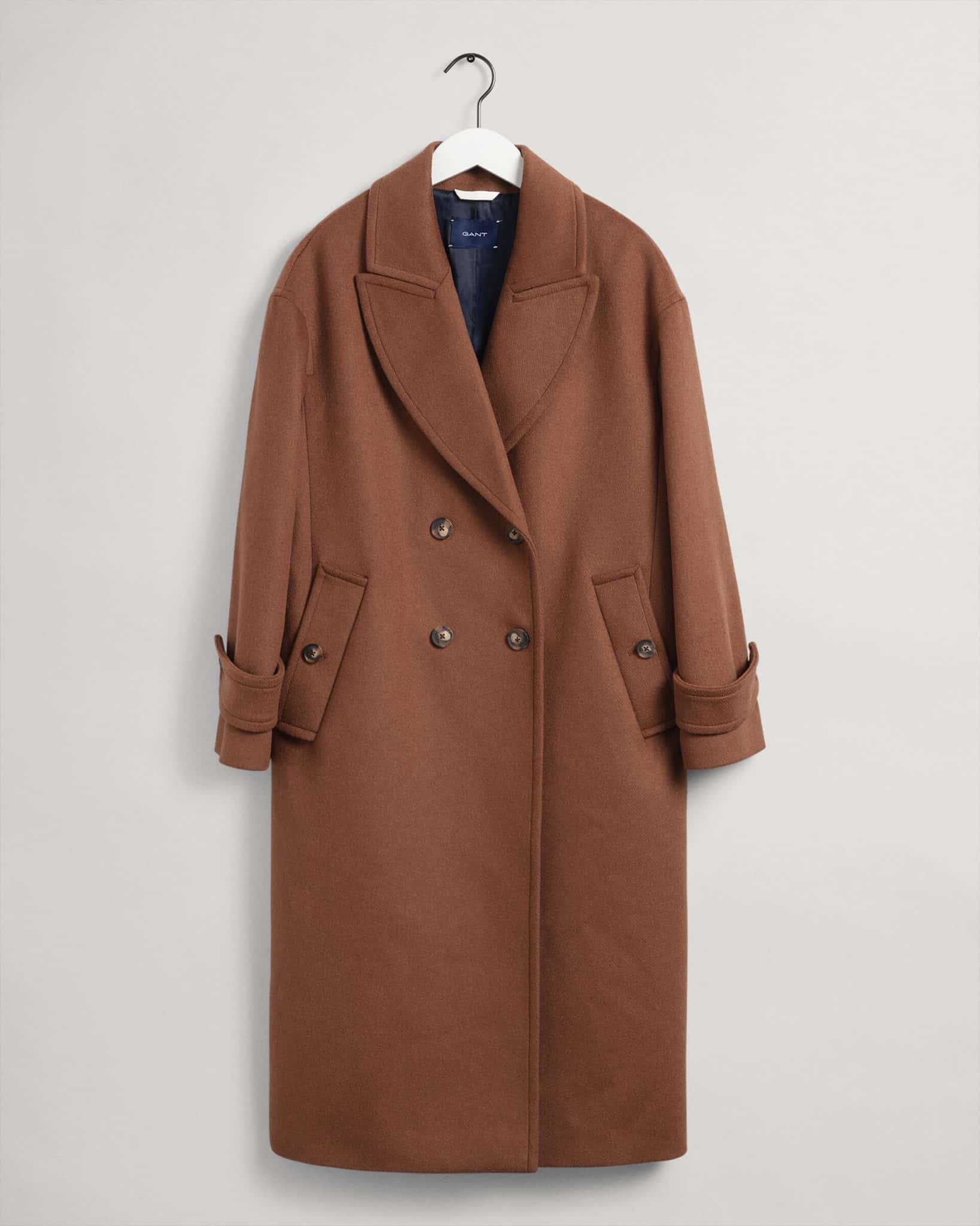 Buy Gant Woman Wool Coat Roasted Walnut - Scandinavian Fashion Store