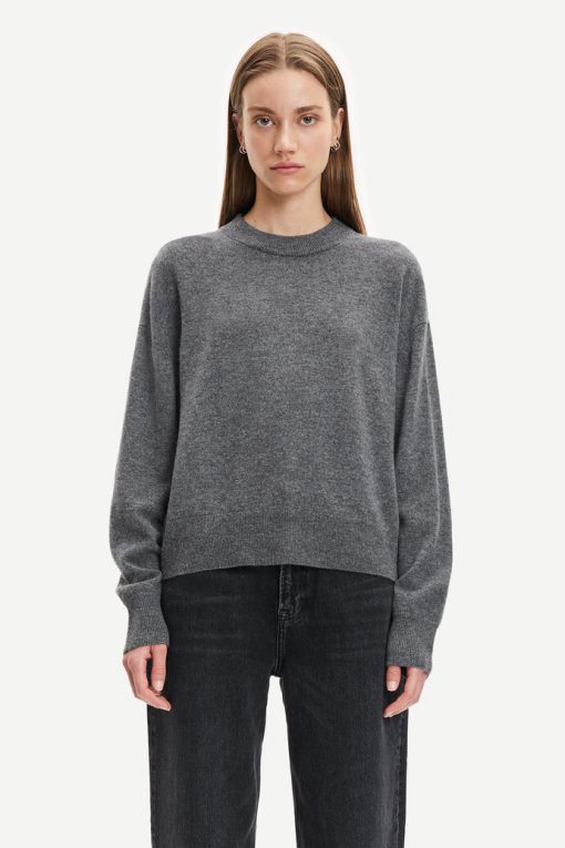 Buy Samsøe Samsøe Amaris Crew Neck Dark Grey Melange - Scandinavian ...