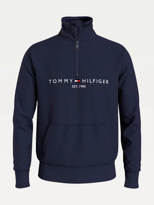 Tommy Hilfiger Logo Mock Neck Sweatshirt Desert Sky