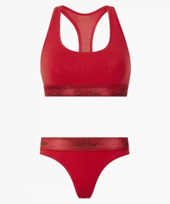 Calvin Klein Bralette & Thong Set Rustic Red