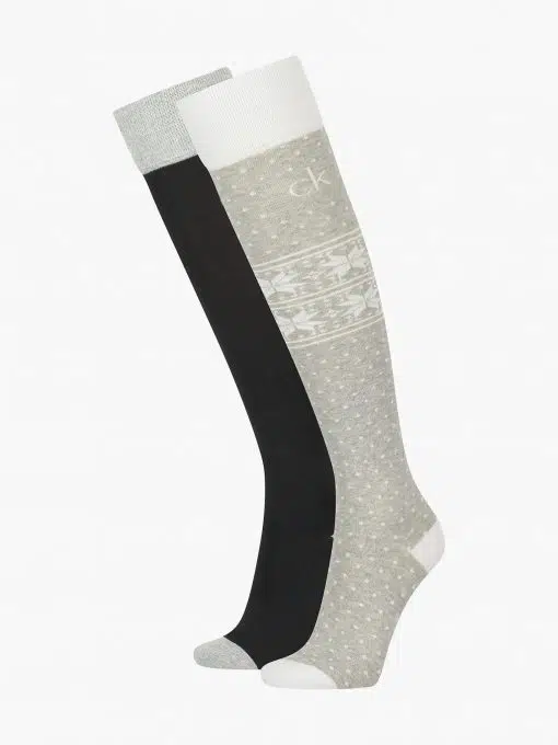 Calvin Klein 2-Pack Knee High Socks Light Grey Combo