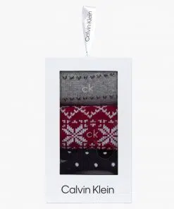 Calvin Klein 3- Pack Fair Isle Socks Burgundy