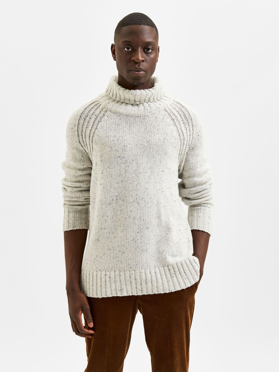 Buy Selected Homme Dean Roll Neck Knit Egret - Scandinavian Fashion Store