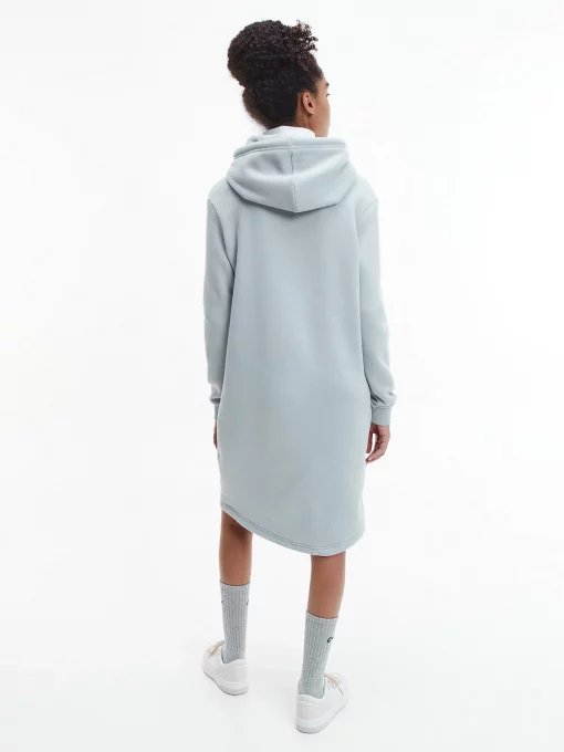 Calvin Klein Glossy Monogram Hoodie Dress Marble grey