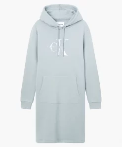 Calvin Klein Glossy Monogram Hoodie Dress Marble grey