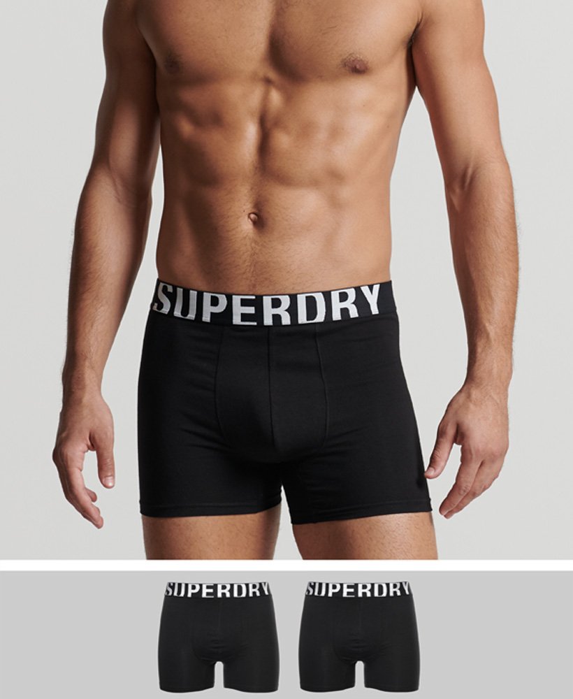 Ordelijk zonde Persoonlijk Buy Superdry Organic Cotton Boxer Dual Logo Double Pack Black -  Scandinavian Fashion Store