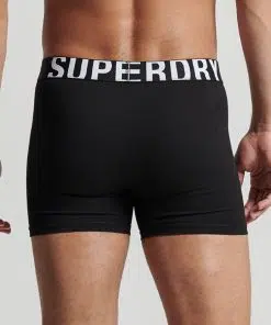 Superdry Organic Cotton Boxer Dual Logo Double Pack Black