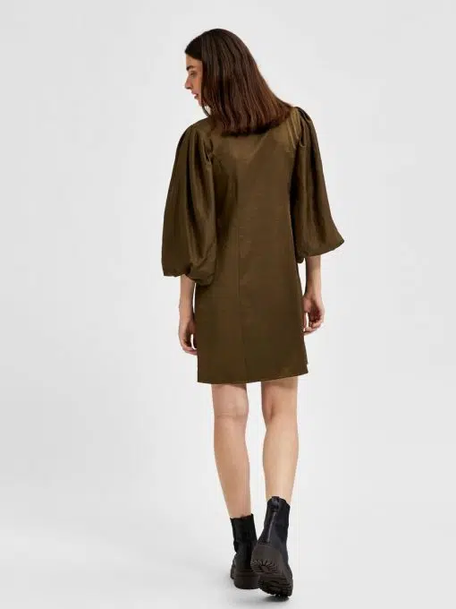 Selected Femme Nallie 7/8 Short Shirt Dress Dark Olive