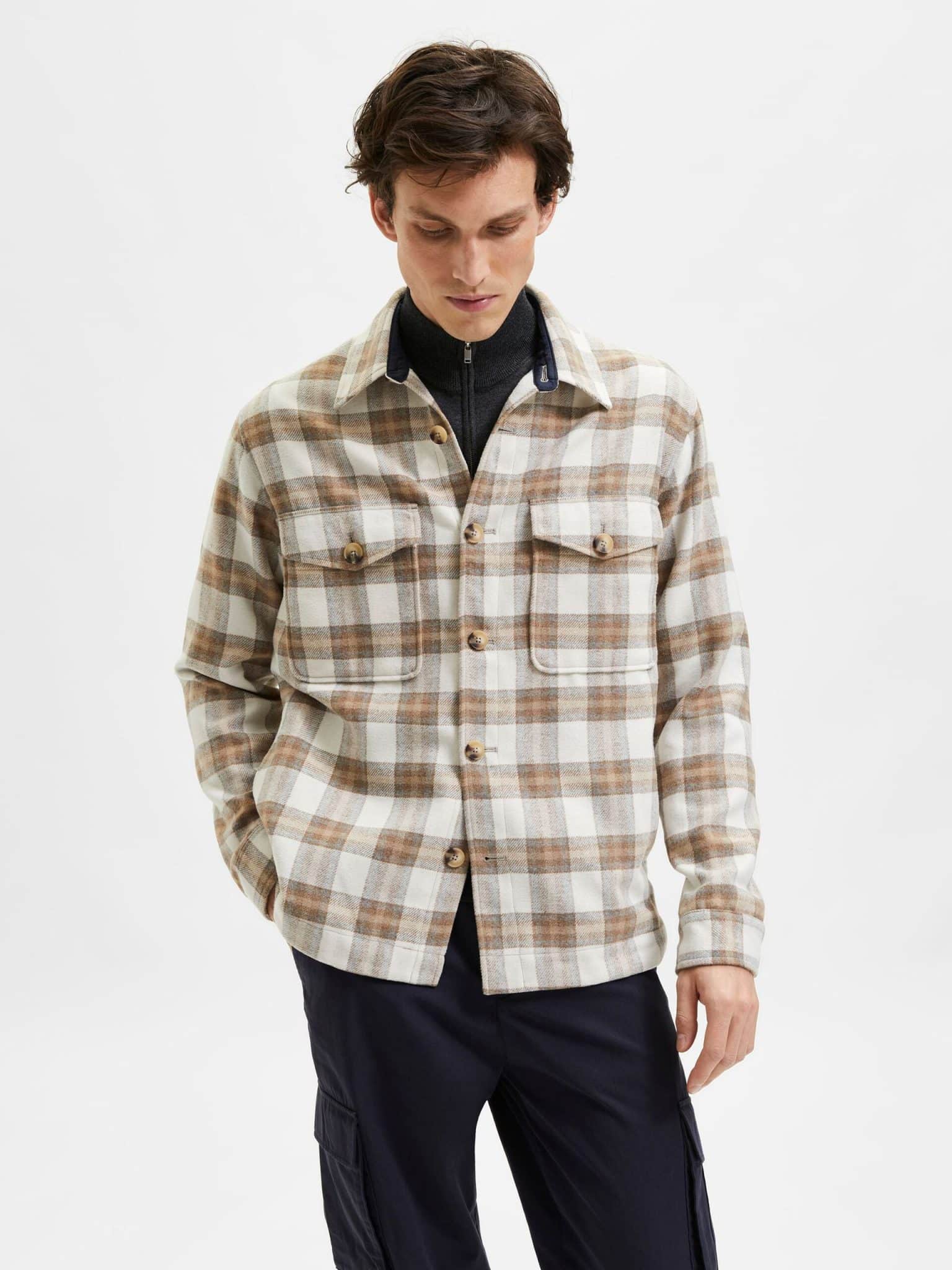 Buy Selected Homme Marvin Overshirt Egret - Scandinavian Fashion Store