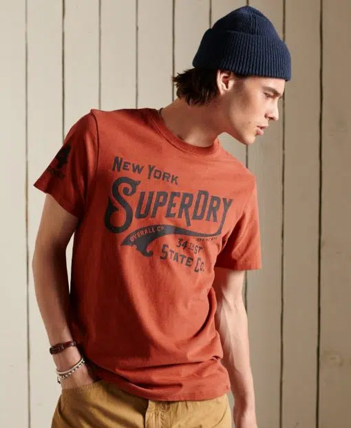 Superdry Script Style Workwear T-Shirt Smoked Cinnamon