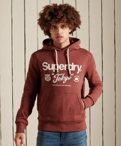 Superdry Core Logo American Classics Pocket Hoodie Fired Red Jaspe
