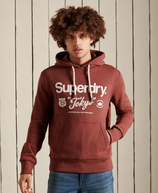 Superdry Core Logo American Classics Pocket Hoodie Fired Red Jaspe