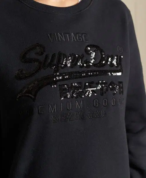 Superdry Vintage Logo Tonal Crew Sweatshirt Jet Black