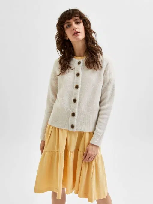 Selected Femme Sia Knit Cardigan Snow White
