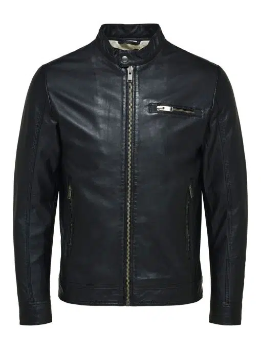 Selected Homme Classic Leather Jacket Black