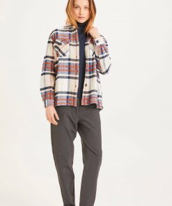 Knowledge Cotton Apparel Lillian Flannel Overshirt Pixel Check Total Eclipse