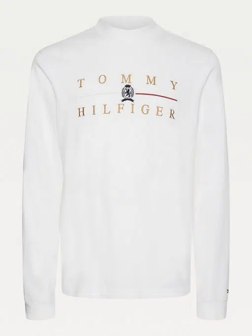 Tommy Hilfiger Icons Mock Neck Long Sleeve T-shirt White