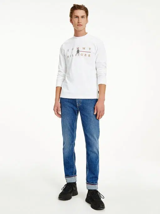 Tommy Hilfiger Icons Mock Neck Long Sleeve T-shirt White