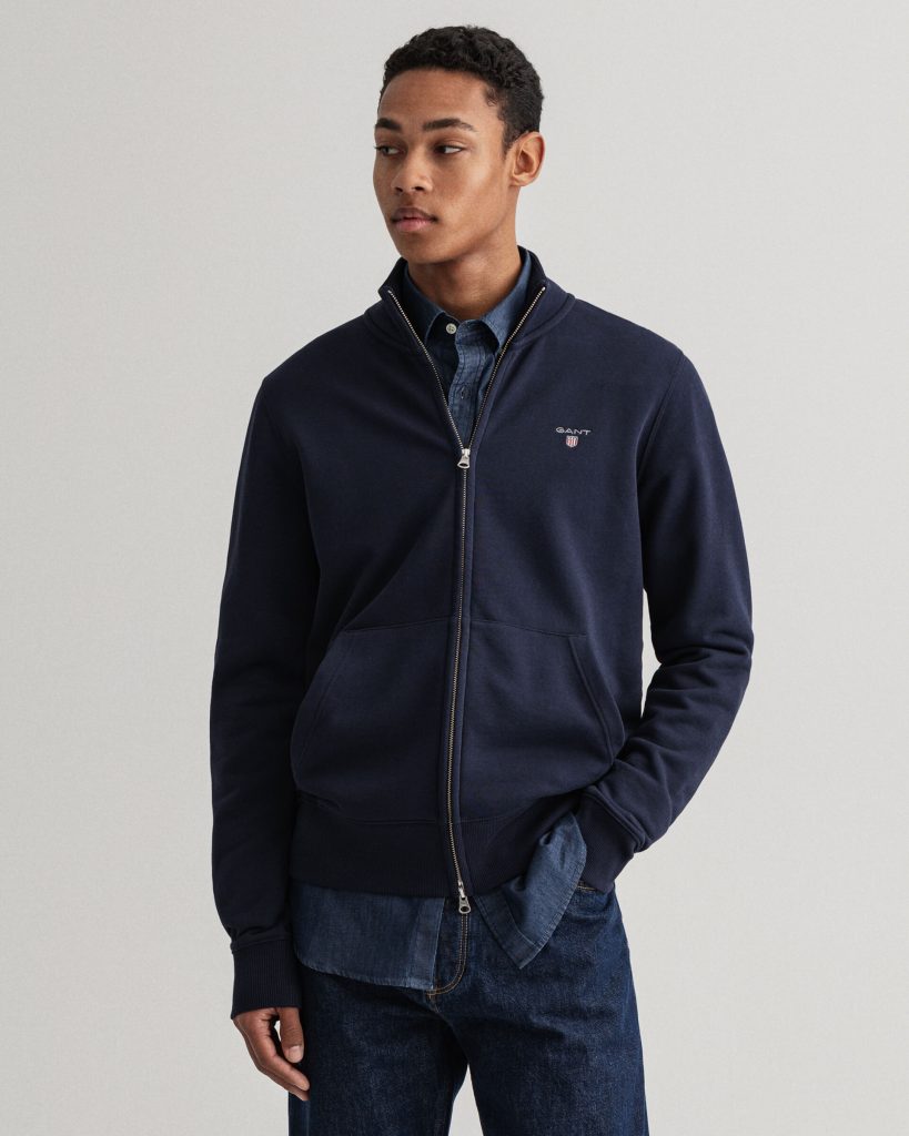 Buy Gant Original Full Zip Cardigan Evening Blue - Scandinavian Fashion ...