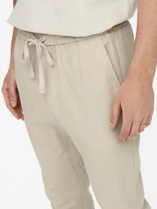 Only & Sons Linus Crop Linen Pants Silver Lining