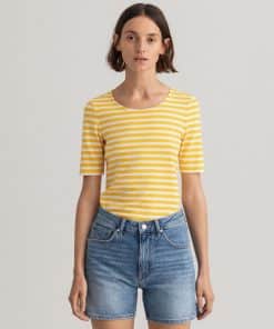Gant Women Striped Rib T-shirt Sunlight Yellow