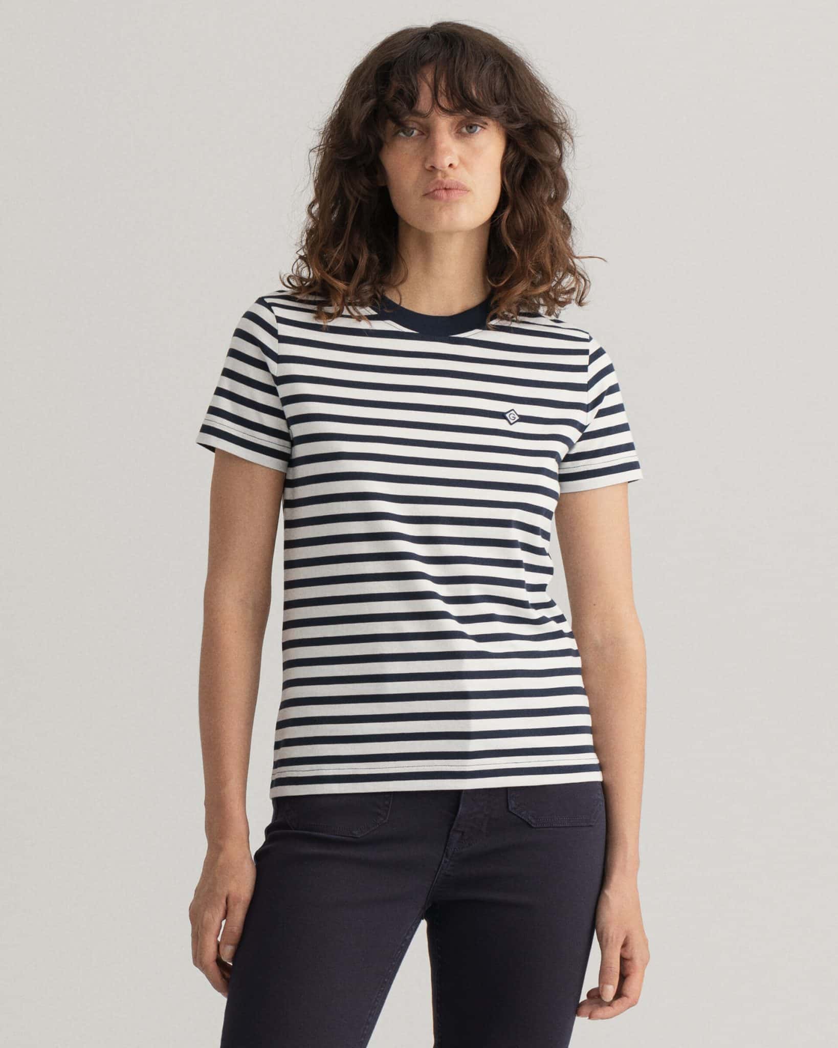 Buy Gant Woman Icon G Striped T-shirt Evening Blue - Scandinavian ...