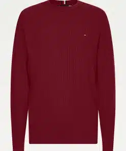 Tommy Hilfiger Grid Structure Crew Neck Sweater Rouge