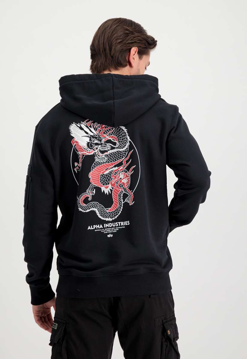 Buy Alpha Industries Heritage Fashion Hoody Store Black Scandinavian - Dragon