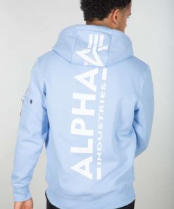 Alpha Industries Back Print Hoody Light Blue