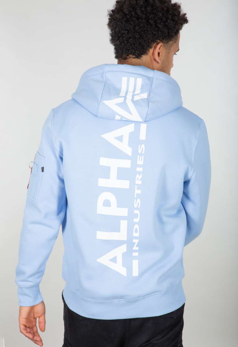 Buy Alpha Industries Print Hoody Back Light - Blue Scandinavian Store Fashion