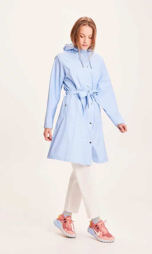Knowledge Cotton Apparel Jasmine Long Rain Jacket Chambray Blue
