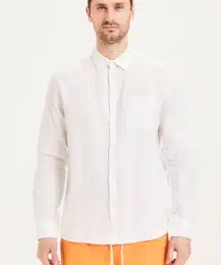 Knowledge Cotton Apparel Larch Linen Shirt Bright White
