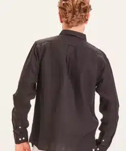 Knowledge Cotton Apparel Larch Linen Shirt Black Jet