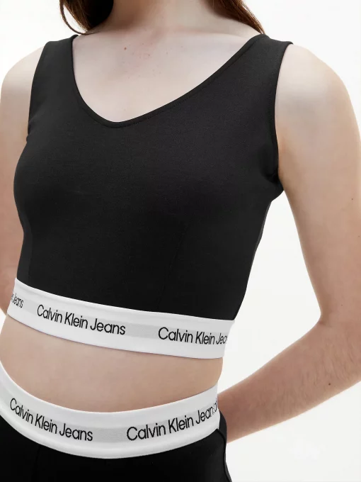 Calvin Klein Milano Jersey Cropped Top Black