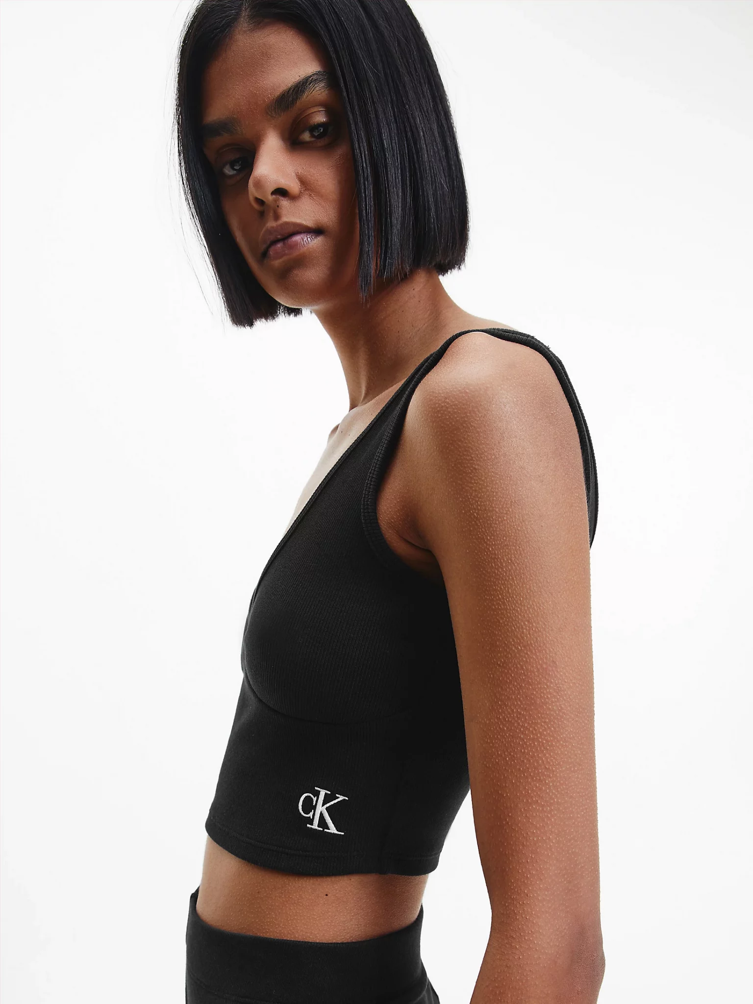 Buy Calvin Klein Rib Crop Top Black - Scandinavian Fashion Store