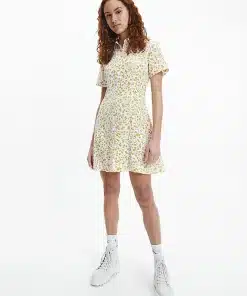 Calvin Klein Shirt Dress Floral Aop Bright White/yellow