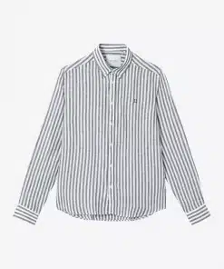 Les Deux Christoph Stripe Linen B.D. Shirt Turbulence/White