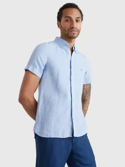 Tommy Hilfiger Pigment Dyed Linen Shirt Calm Blue