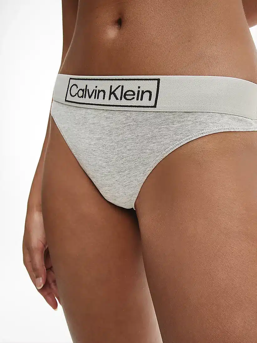 Calvin Klein Women's Body Cotton High Leg Tanga, Grey Heather, X
