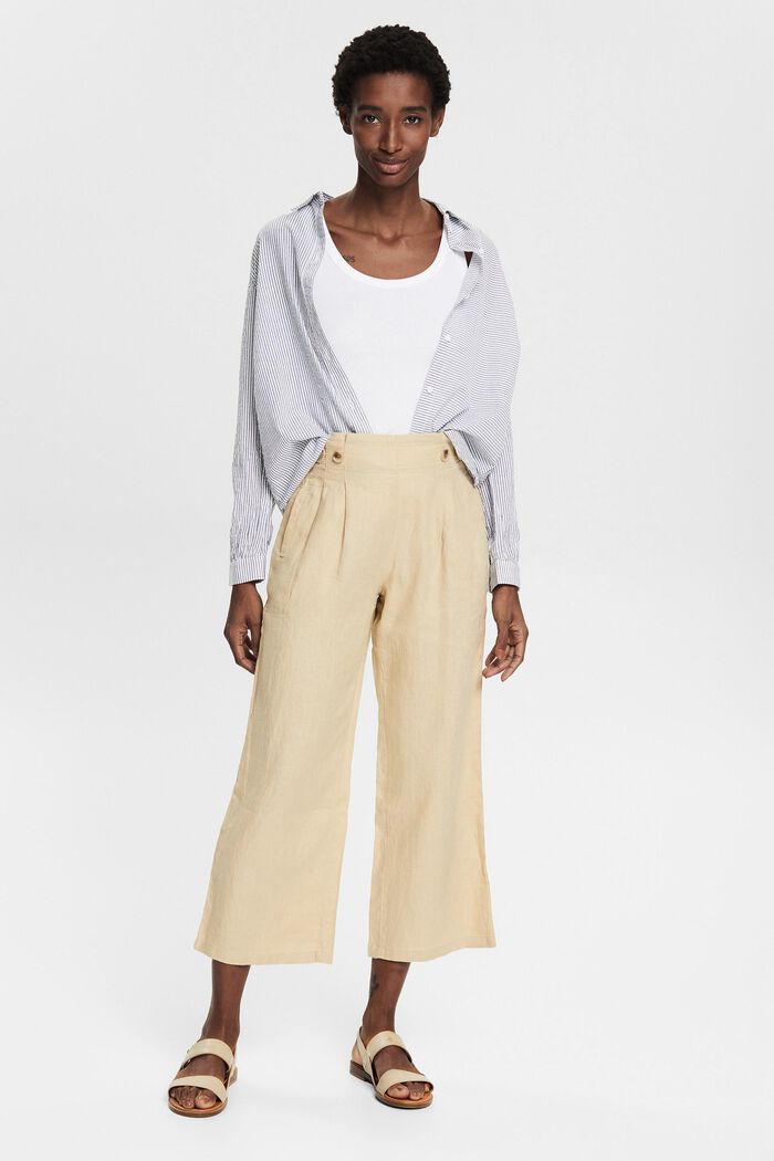 Buy Esprit Linen Culotte Pants Sand - Scandinavian Fashion Store