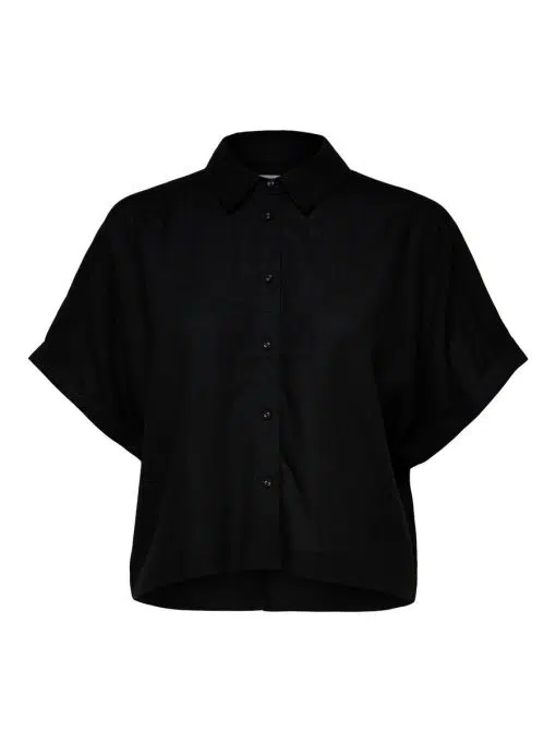 Selected Femme Gulia Cropped Shirt Black
