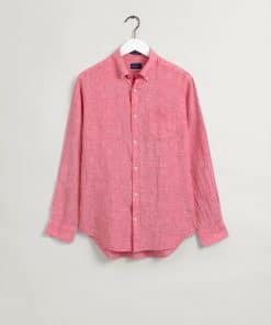 Gant Regular Fit Linen Shirt Watermelon Pink