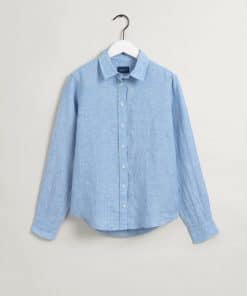 Gant Woman Linen Chambray Shirt Silver Lake Blue