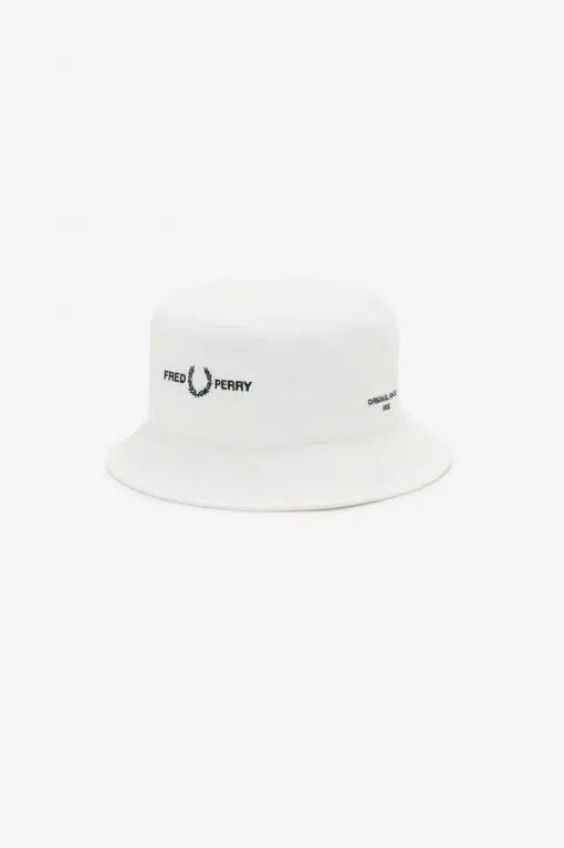 Fred Perry Branded Twill Bucket Hat White