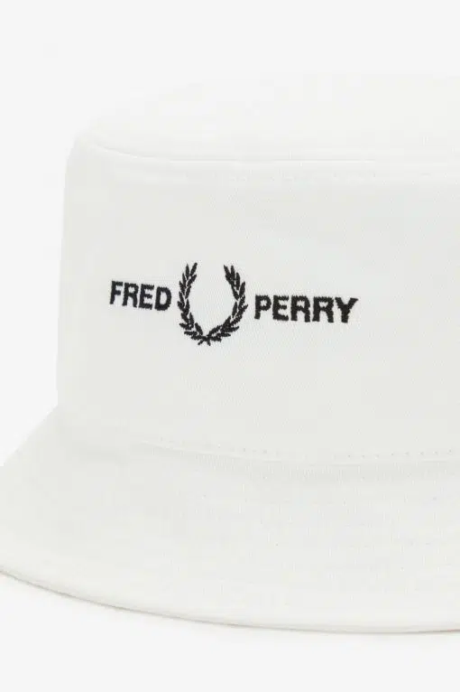 Fred Perry Branded Twill Bucket Hat White