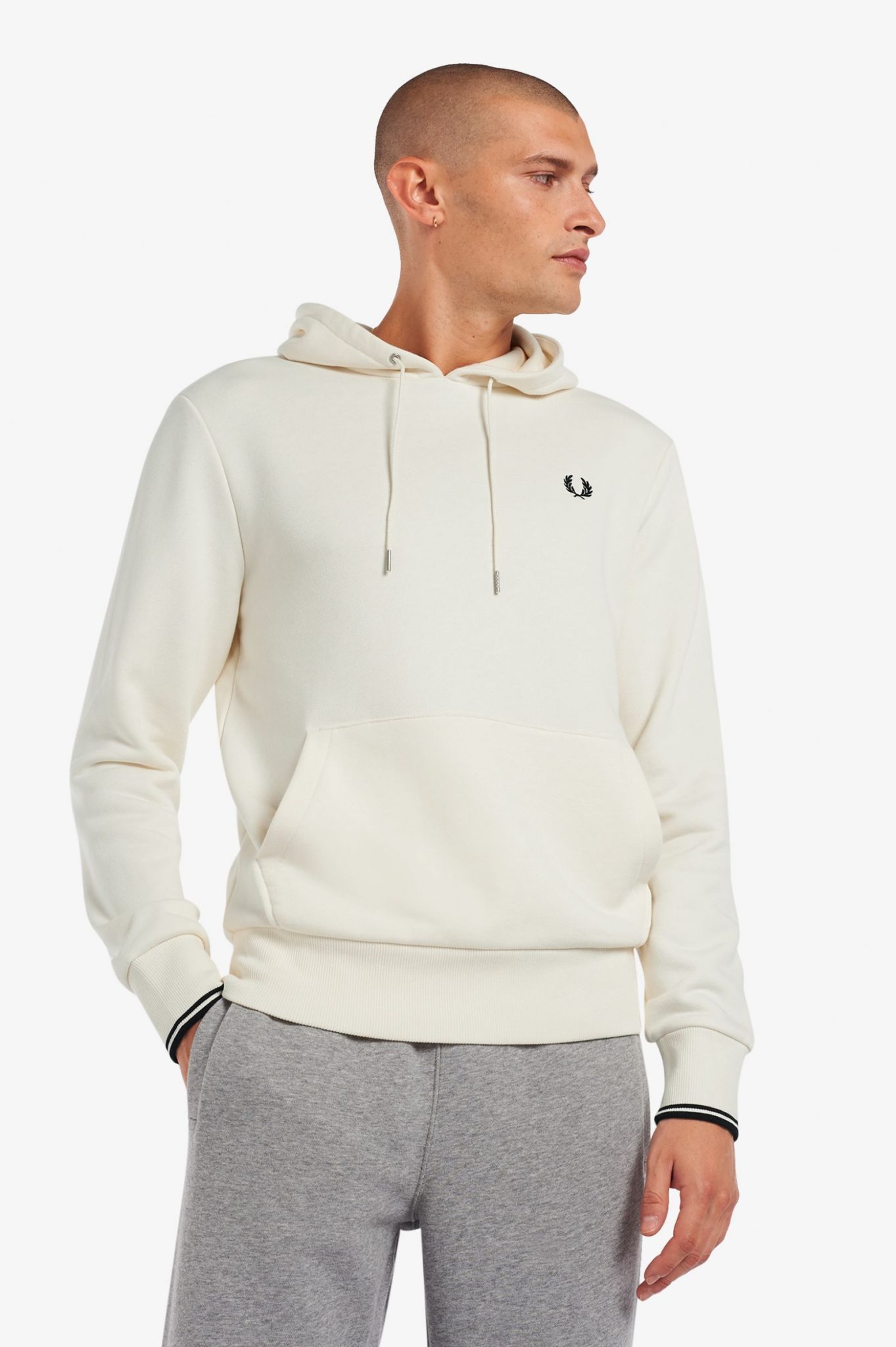 Buy Fred Perry Tipped Hooded Sweatshirt Ecru - Scandinavian