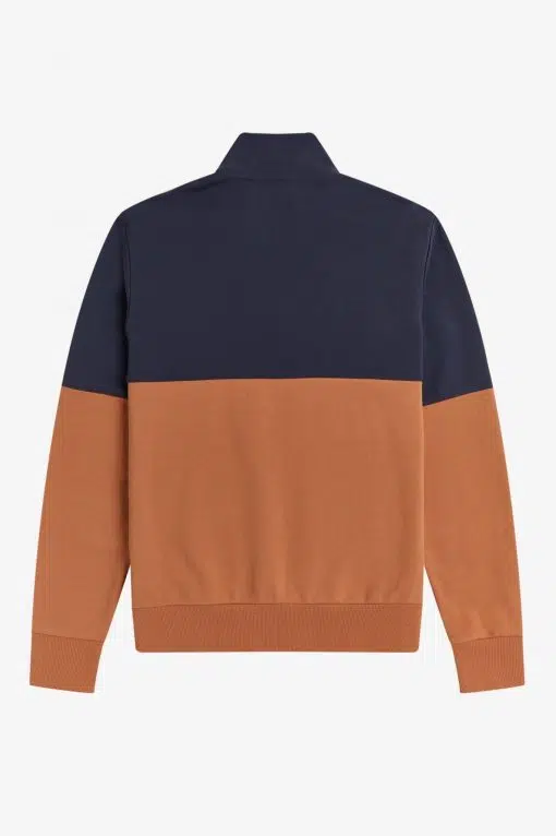 Fred Perry Colourblock Half Zip Sweatshirt Court Clay