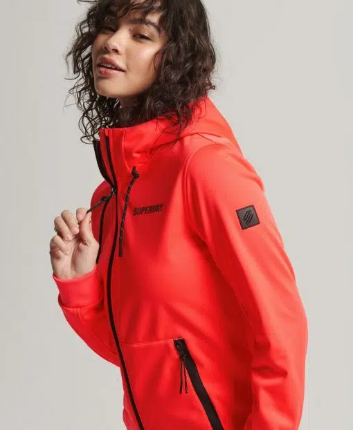 Superdry Code Tech Softshell Jacket Hyper Fire Coral